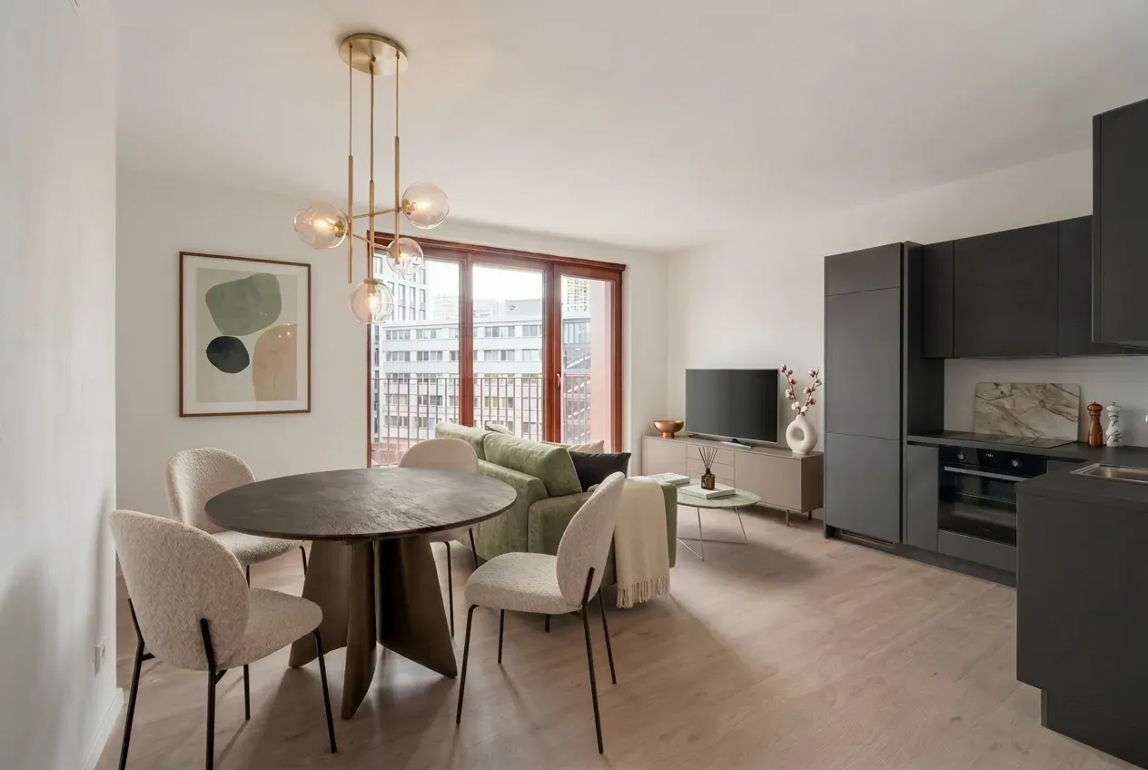 Virtually staged modern living room